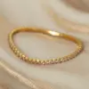 304 Stainless Steel Colorful PVD Coated Zircon 18K Gold Plated Real Gold Plated Simple Style Waterproof Non Tarnish Plating Inlay White Blue Gold Bracelets