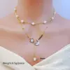Wholesale 304 Stainless Steel Star Moon PVD Coated Shell 18K Real Gold Plated Casual Simple Style Waterproof Non Tarnish Pearl Inlay Bracelets Earrings Necklace