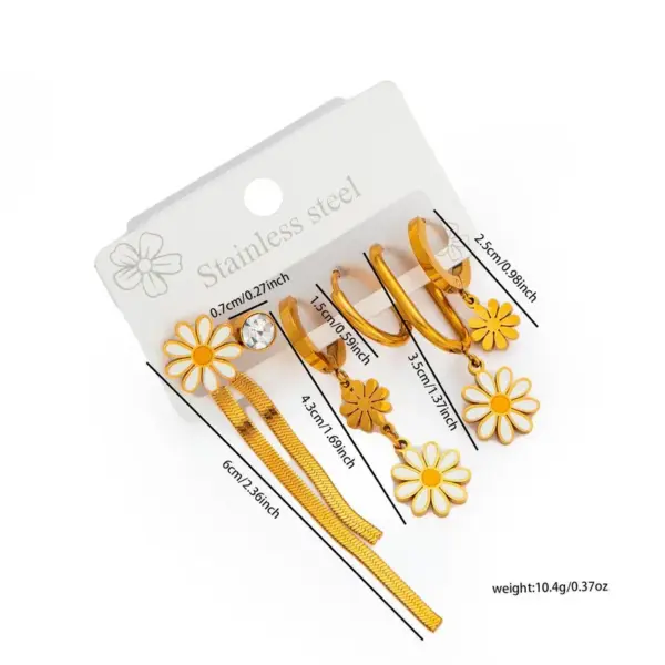 Wholesale 1 Set Modern Style Star Moon Heart Shape Plating Titanium Steel Drop Earrings Ear Studs