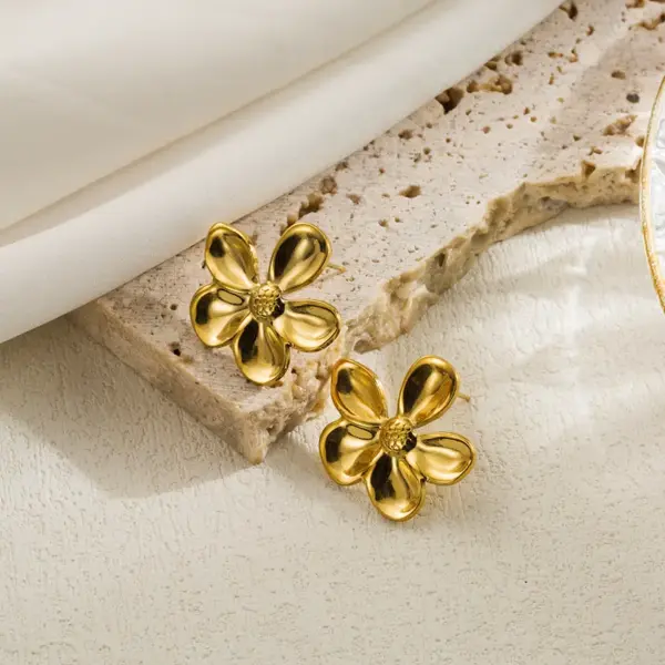 1 Pair IG Style Simple Style Leaves Flower Plating 304 Stainless Steel Stainless Steel Earrings