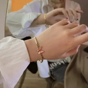Jye2053 Bracelet Gold Pink Butterfly