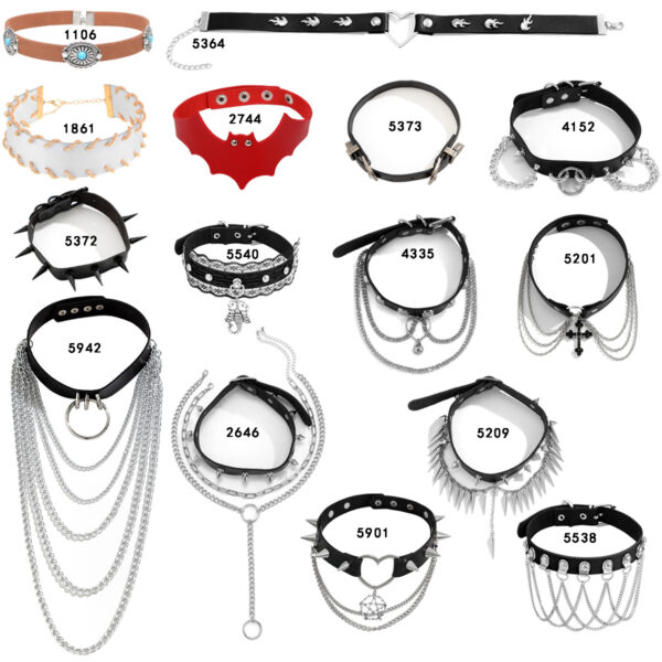 Wholesale Jewelry Gothic Style Pattern PU Necklace