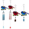 Wholesale Bird Garden Wind Chimes Creative Design Metal Glass Painted Wind Chimes for Home Garden Courtyard Decoration