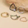Wholesale Fashion Moon Heart Shape Stainless Steel Inlay Zircon Nose Ring 1 Piece Nose Pin