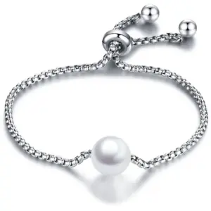 Wholesale New Style Titanium Steel Pearl Adjustable Bracelet