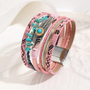 Pink with lake blue stone