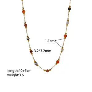 【XKN0161】Colorful Beaded Necklace / Gold