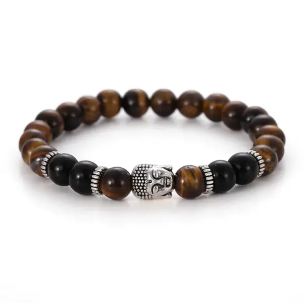 Retro Ethnic Style Buddha Alloy Tiger Eye Bracelets In Bulk