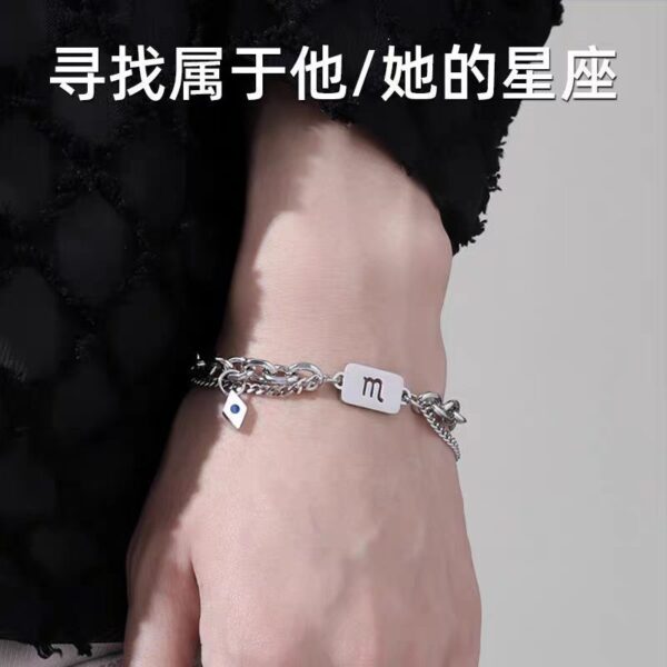 Wholesale Twelve Constellation Necklace Titanium Steel Color-free Double-layer Chain Bracelet Combination