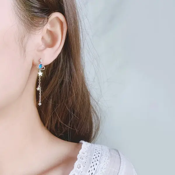 Wholesale Pentagram Planet Copper Elegant Tassel Drop Earrings Earrings Ear Studs