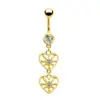 Fashion Heart Shape Stainless Steel Plating Zircon Belly Ring