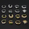 Wholesale 1 Piece Vintage Style C Shape Geometric Star Plating Inlay Copper Zircon Ear Cuffs