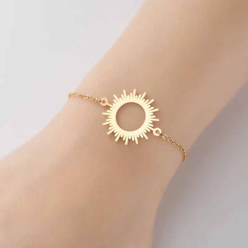 Wholesale PVD Coated Real Gold Plated Sun 201 Stainless Steel Fashion Waterproof Non Tarnish 201 Stainless Steel Bracelets