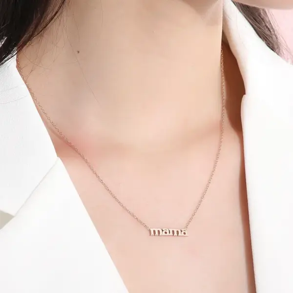 Stainless Steel Solid Color PVD Coated Stone-Free 18K Gold Plated MAMA Simple Style Waterproof Non Tarnish Plating Cable Chain Necklace