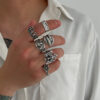 oly-41a5d3b6eca314be85b1c9fb8f632e57 Wholesale Carved Dark Ghost Snake Ring Set