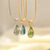 Wholesale Jewelry Beach Water Droplets 304 Stainless Steel Rhinestones 18K Gold Plated White Gold Plated Plating Inlay Pendant Necklace