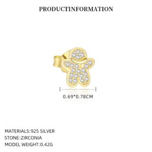 E5979_White Zirconium_14K Yellow Plated_Single_with Small Flower Ear Cap / 925 silver