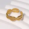 PVD Coated Real Gold Plated Solid Color Stainless Steel Simple Style Waterproof Non Tarnish Open Ring