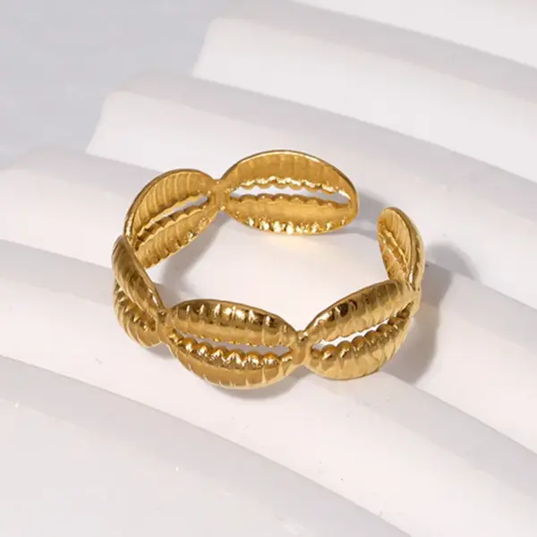 PVD Coated Real Gold Plated Solid Color Stainless Steel Simple Style Waterproof Non Tarnish Open Ring