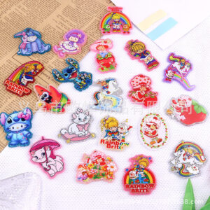 Wholesale New loose powder cross-border cartoon rainbow girl cute jewelry acrylic pin cute DIY patch accessories