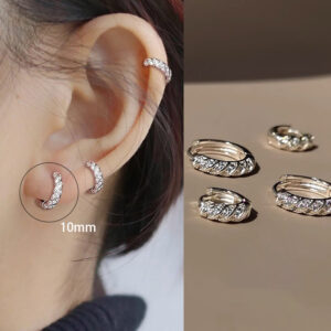 Sparkling diamond cable knit hoop earrings (10mm inner diameter)