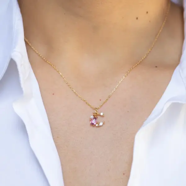 Wholesale Simple Gold Plated Star Moon Copper Necklace Wholesale Nihaojewelry