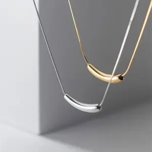 Wholesale PVD Coated Real Gold Plated 18K Gold Solid Color 304 Stainless Steel IG Style Simple Style Waterproof Non Tarnish 304 Stainless Steel Necklace