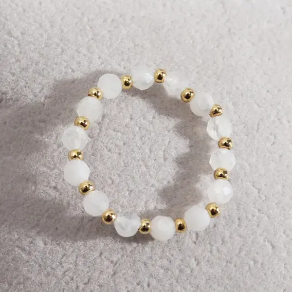 Wholesale Original Design Geometric Alloy Natural Stone Beaded Rings