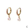 Wholesale Fashion Water Droplets Inlaid Zircon Copper Artificial Gemstones Copper Earrings