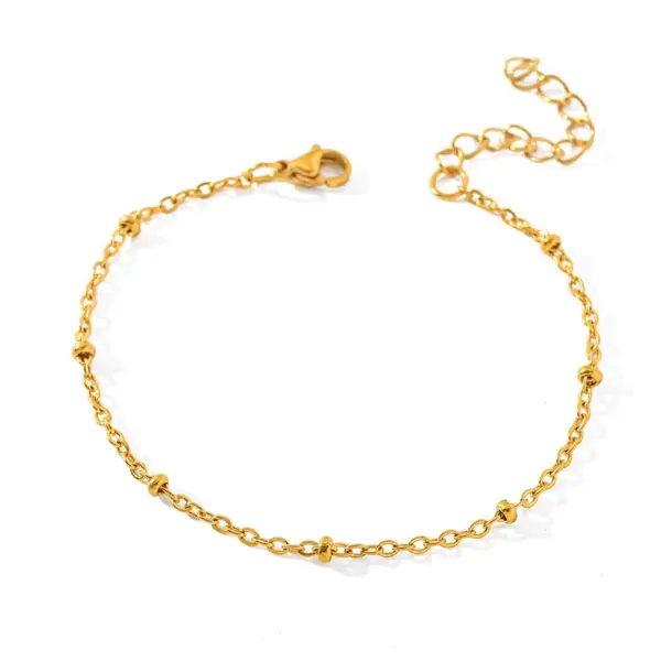 Wholesale Geometric Snowflake Pressed Chain 18K Gold Plated Stainless Steel Simple Commuter Daily Hand Bracelet Elegant Casual Style