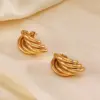 Wholesale Ion Plating (IP) 18K Gold Plated Solid Color 304 Stainless Steel Simple Style Classic Style Waterproof Non Tarnish Ear Studs