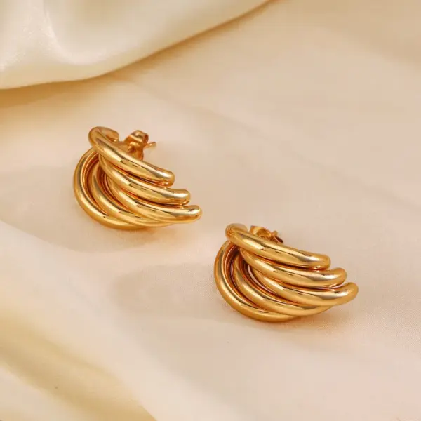Wholesale Ion Plating (IP) 18K Gold Plated Solid Color 304 Stainless Steel Simple Style Classic Style Waterproof Non Tarnish Ear Studs