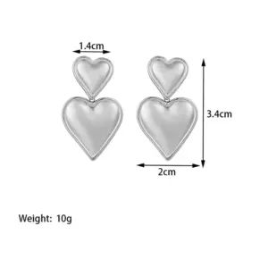 【XKE0402】Heart-shaped Earrings All Steel
