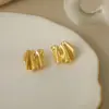 Wholesale 1 Pair Beach Commute Solid Color Frill Copper 18K Gold Plated Ear Studs