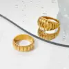 Wholesale 316 Stainless Steel Solid Color PVD Coated Stone-Free Real Gold Plated Casual Waterproof Non Tarnish Plating Gold Silver Rings