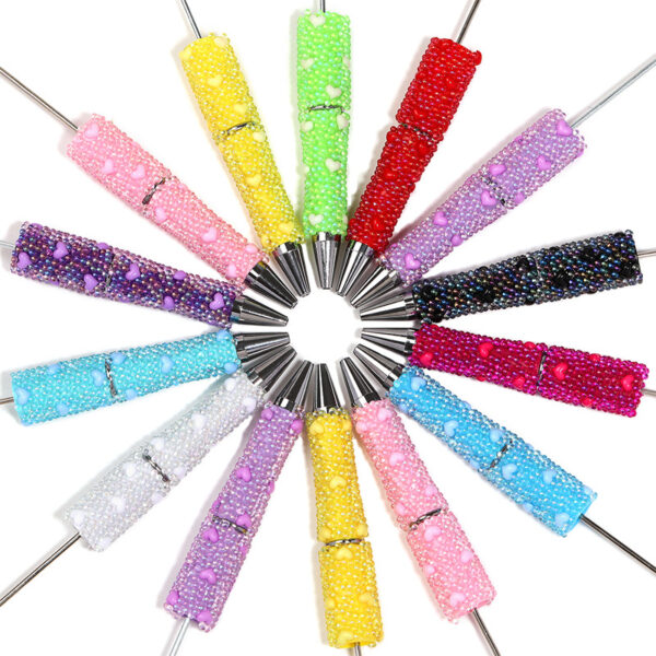 Wholesale beadable pens DIY glass mermaid bead love full diamond bead pen