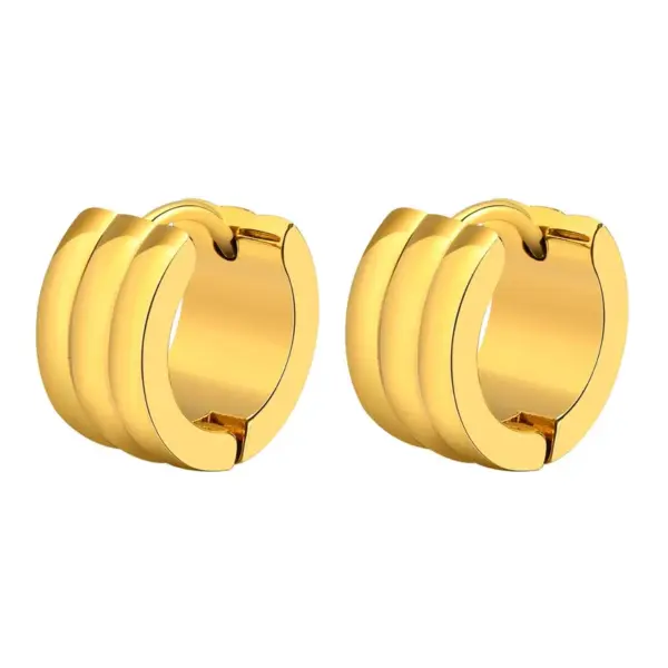 Wholesale PVD Coated Gold Plated Solid Color 201 Stainless Steel Streetwear Waterproof Non Tarnish Hoop Earrings