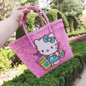 Pink hand basket and water cup kt cat