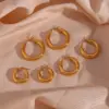 PVD Coated Real Gold Plated 18K Gold Round 304 Stainless Steel Fashion Waterproof Non Tarnish Hoop Earrings