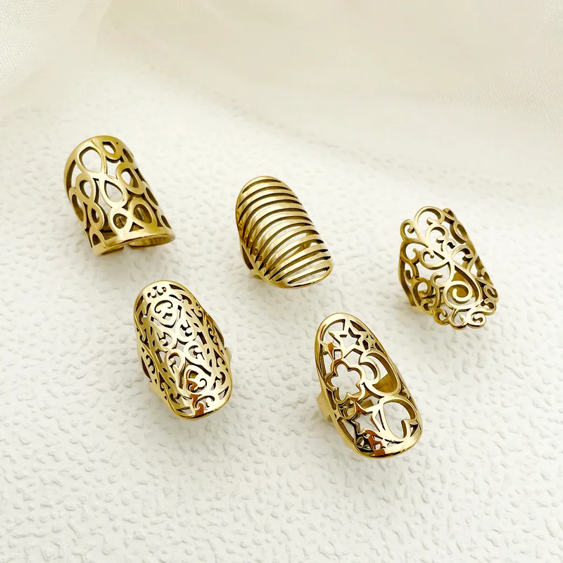 Wholesale PVD Coated Real Gold Plated 14K Gold Infinity Star Heart Shape 304 Stainless Steel Retro Simple Style Waterproof Non Tarnish Rings