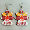 Wholesale Thanksgiving Turkey Water Drop Polka Dot Wooden Earrings