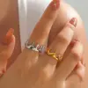 Wholesale Ion Plating (IP) 18K Gold Plated Irregular 304 Stainless Steel Vintage Style Simple Style Waterproof Non Tarnish Open Rings