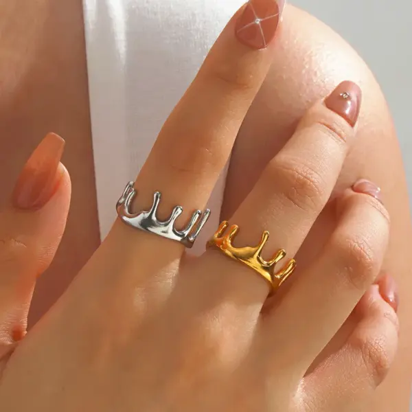 Wholesale Ion Plating (IP) 18K Gold Plated Irregular 304 Stainless Steel Vintage Style Simple Style Waterproof Non Tarnish Open Rings