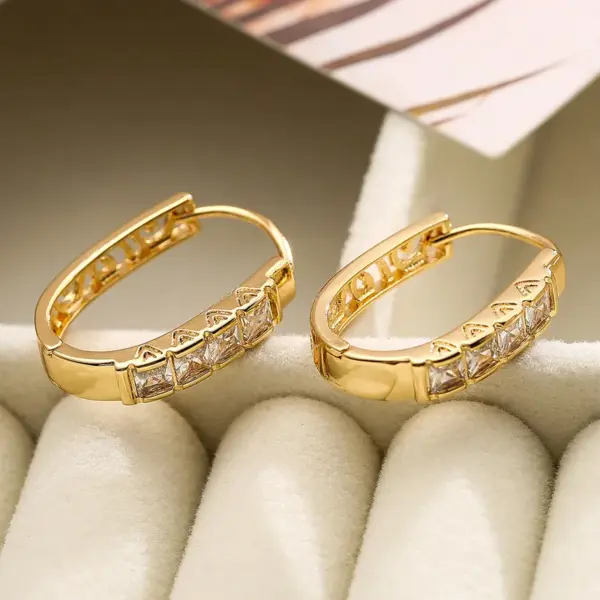 1 Pair Simple Style Commute Solid Color Plating Inlay Copper Zircon 18k Gold Plated Earrings