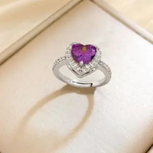 JZ246 Purple Love Ring / Silver