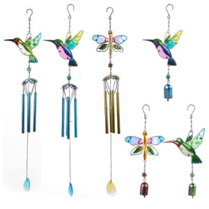 Wholesale Zeyang Wind Bell Hummingbird Metal Glass Painted Crafts Hanging Bell Aluminum Tube Home Courtyard Pendant Amazon