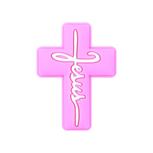 Pink background with white characters-Cross