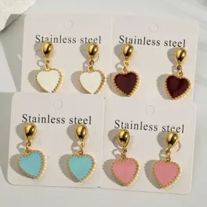 Electroplating Golden Plated Red Heart 304 Stainless Steel Casual Modern Style Simple Style Polishing Earrings