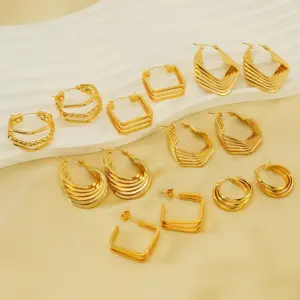 Wholesale 1 Pair Elegant U Shape Plating Stainless Steel Titanium Steel 18K Gold Plated Earrings