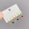 Wholesale Fashion Round Copper Drop Earrings Plating Inlay Zircon Copper Earrings 3 Pairs